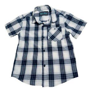Bold Blue Shirtsleeve Button Down Shirt Plaid‎ Size 5T